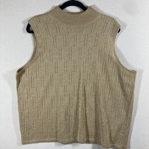 Moonlight Bay Women's Shell Tank Sz 3X Gold Cable Knit Party‎ Wedding Holiday